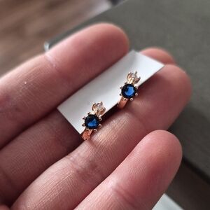 💙Women’s Rose Gold Tone Hypoallergenic Stud Earrings with Blue CZ Stone Accent